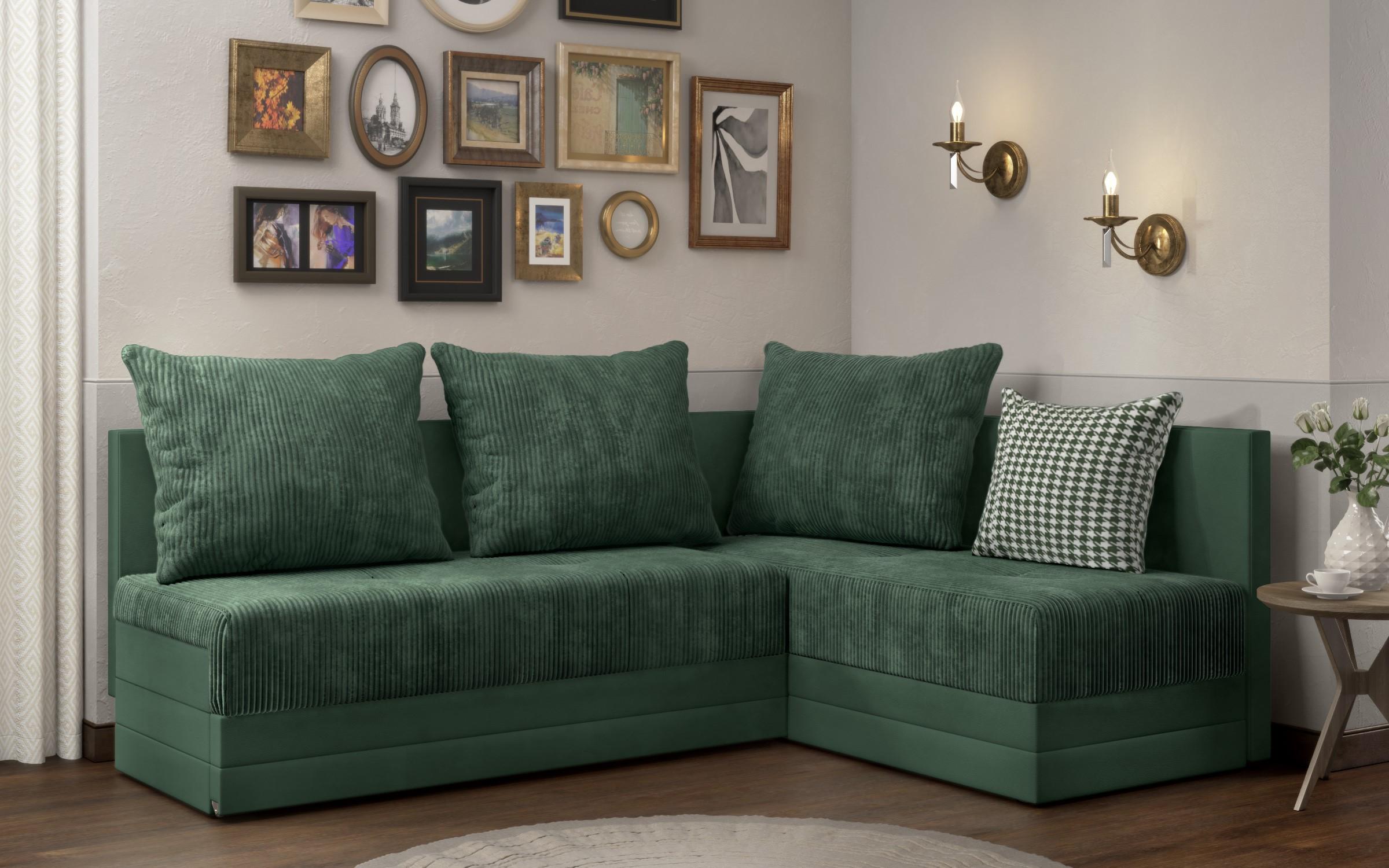 Γωνιακός καναπές κουζίνας Aramo, πράσινο + print  1